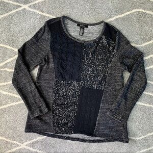 Style & Co. Black Sweater w/ Sequin & Eyelet Lace